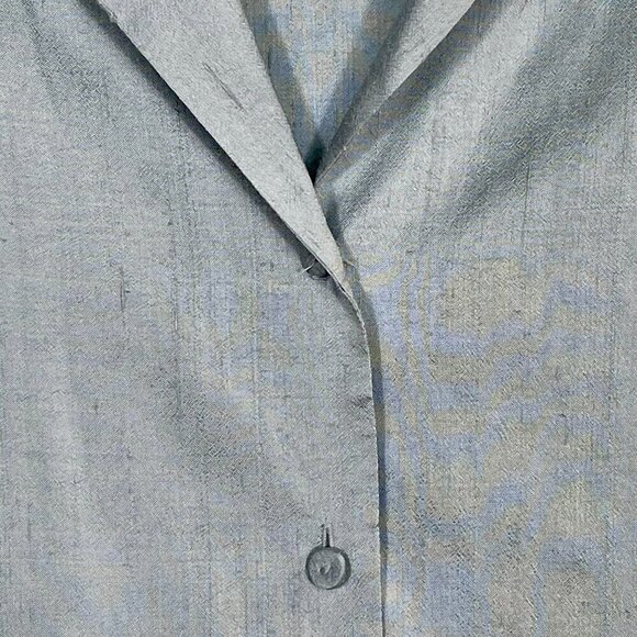 Eileen Fisher Raw Silk Button Down Blouse Gray Easy Fit Short Length Size Small - Picture 7 of 14